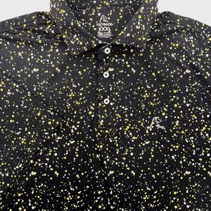 Rhoback Polo Bootleg Splatter Performance Short Sleeve Mens Black Yellow XXXL